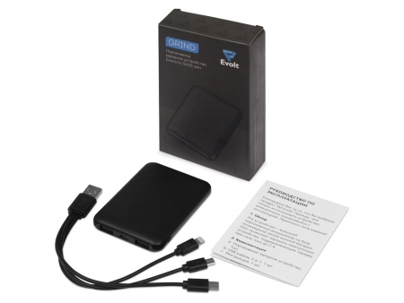 Портативное зарядное устройствоGrind, 5000 mAh, черный