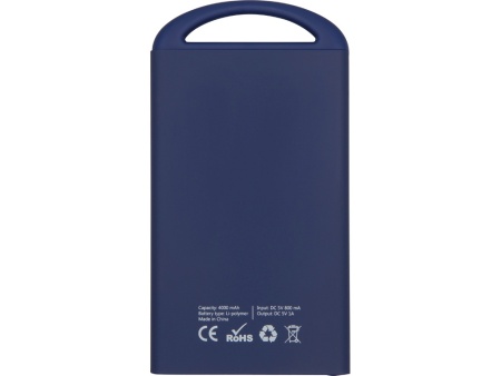 Портативное зарядное устройство Shine с зеркальной гравировкой, 4000 mAh, темно-синий