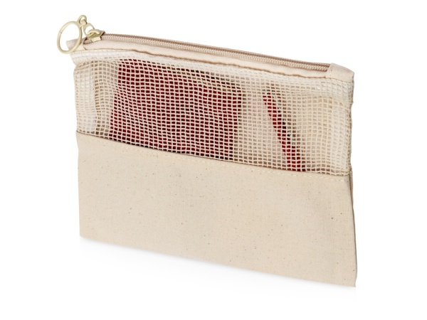 Косметичка Mesh хлопковая с сетчатой вставкой