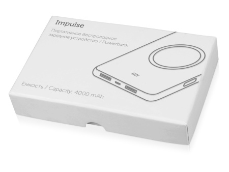 Портативное беспроводное зарядное устройство Impulse, 4000 mAh, черный