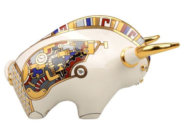 Скульптура Бык- символ года с часами